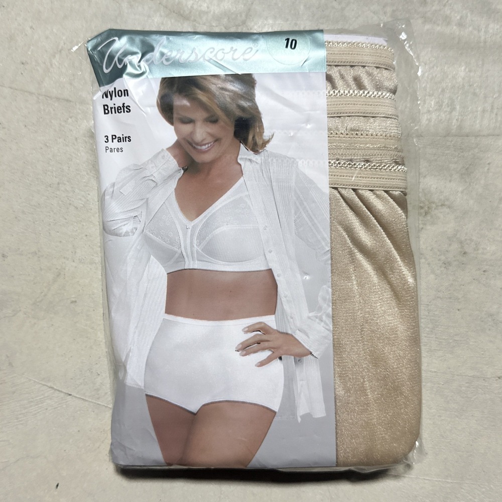 VTG SIZE 10 Underscore 3 Pack Women's Nylon Briefs Panties Nude Color JCPenney